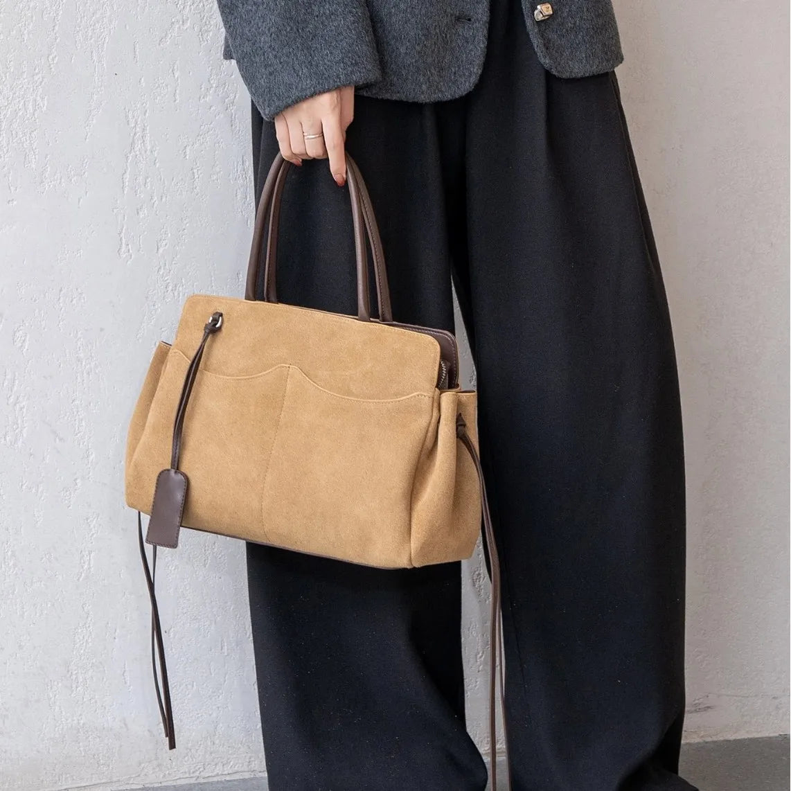 2026 New Suede Leather Women's Handbags Crossbody Bag Retro Style Nubuck Cowhide Ladies Bags Genuine Leather Handbags