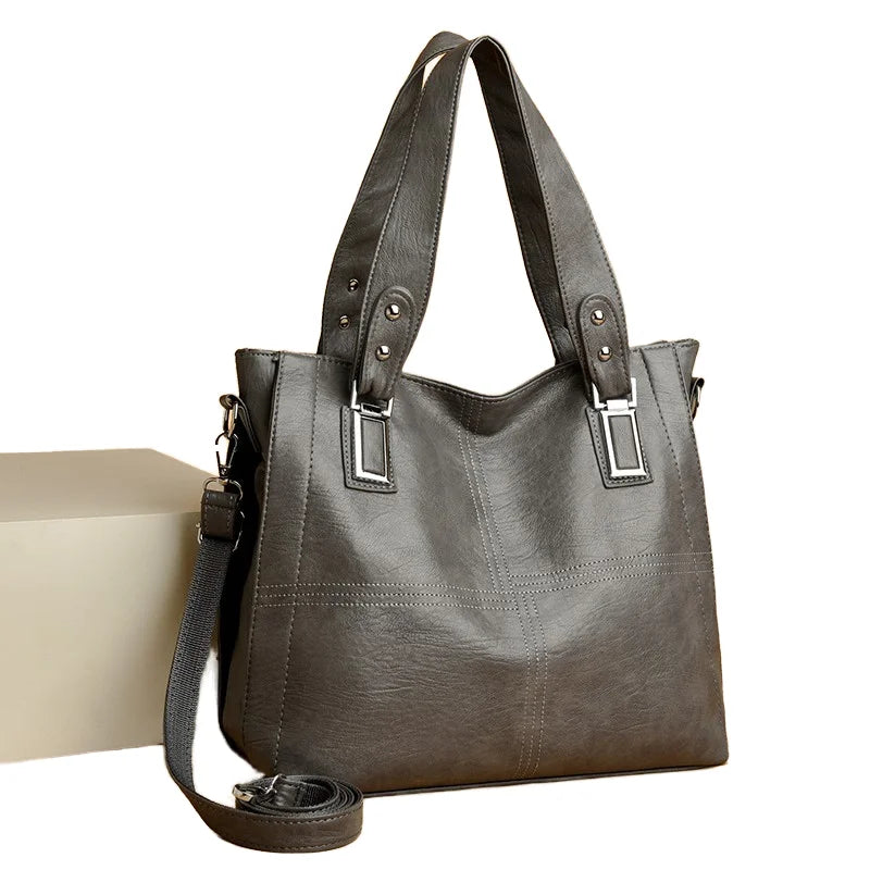 2026 New Vintage Summer Large Capacity Soft PU Leather Lady Fashion Shoulder Bag with Zipper Closure for Women Daily Use