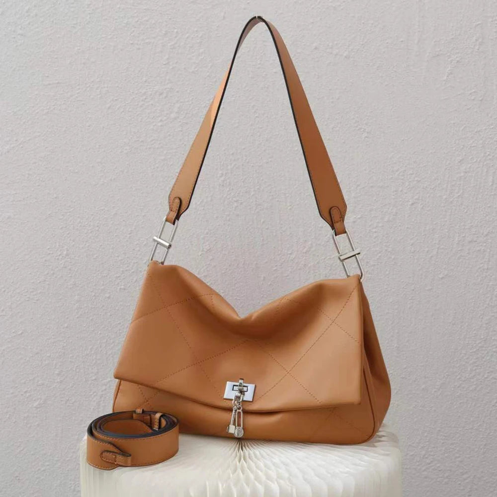 2026 Spring New Women's Genuine Leather Large Capacity Women's Bag Versatile High End Armpit Bag