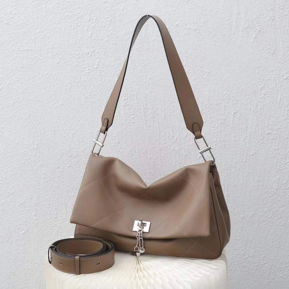 2026 Spring New Women's Genuine Leather Large Capacity Women's Bag Versatile High End Armpit Bag