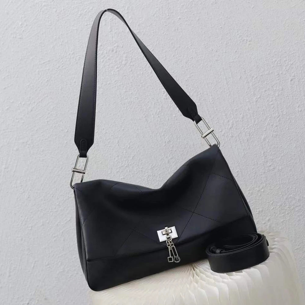 2026 Spring New Women's Genuine Leather Large Capacity Women's Bag Versatile High End Armpit Bag