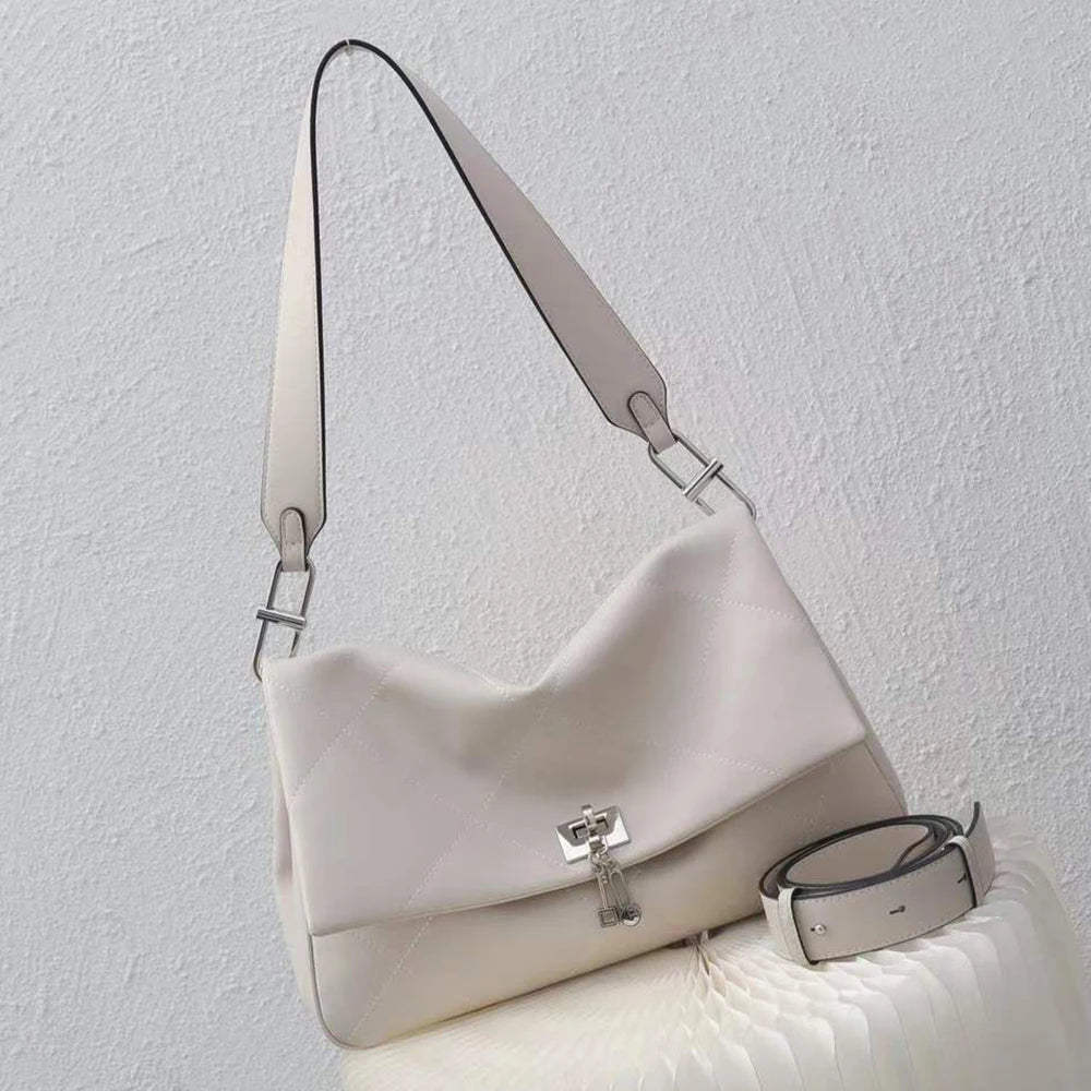 2026 Spring New Women's Genuine Leather Large Capacity Women's Bag Versatile High End Armpit Bag