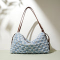 2026 Summer Fashion Denim Luxury Women Genuine Leather Zipper Handbag Portable Shoulder Bag
