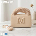 3010 SHINEERA Custom Designer Luxury Women's PU Leather Tote Shoulder Bag Logo Fashionable Faux Fur Handbag for Ladies