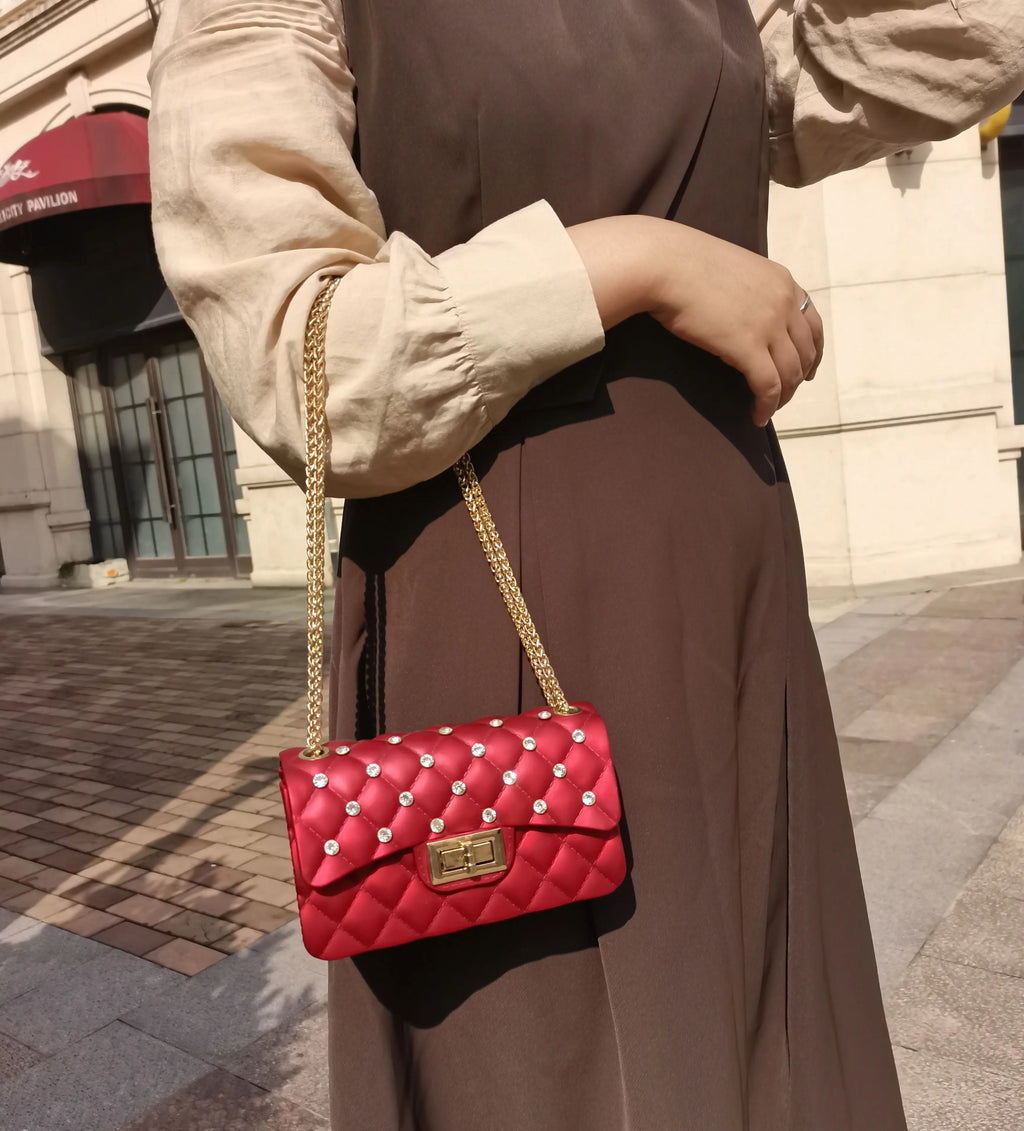 3017-1 Beaded PVC Women's Shoulder Women Fashion Handbags Clutch PVC Shoulder Bag for Women Wholesale