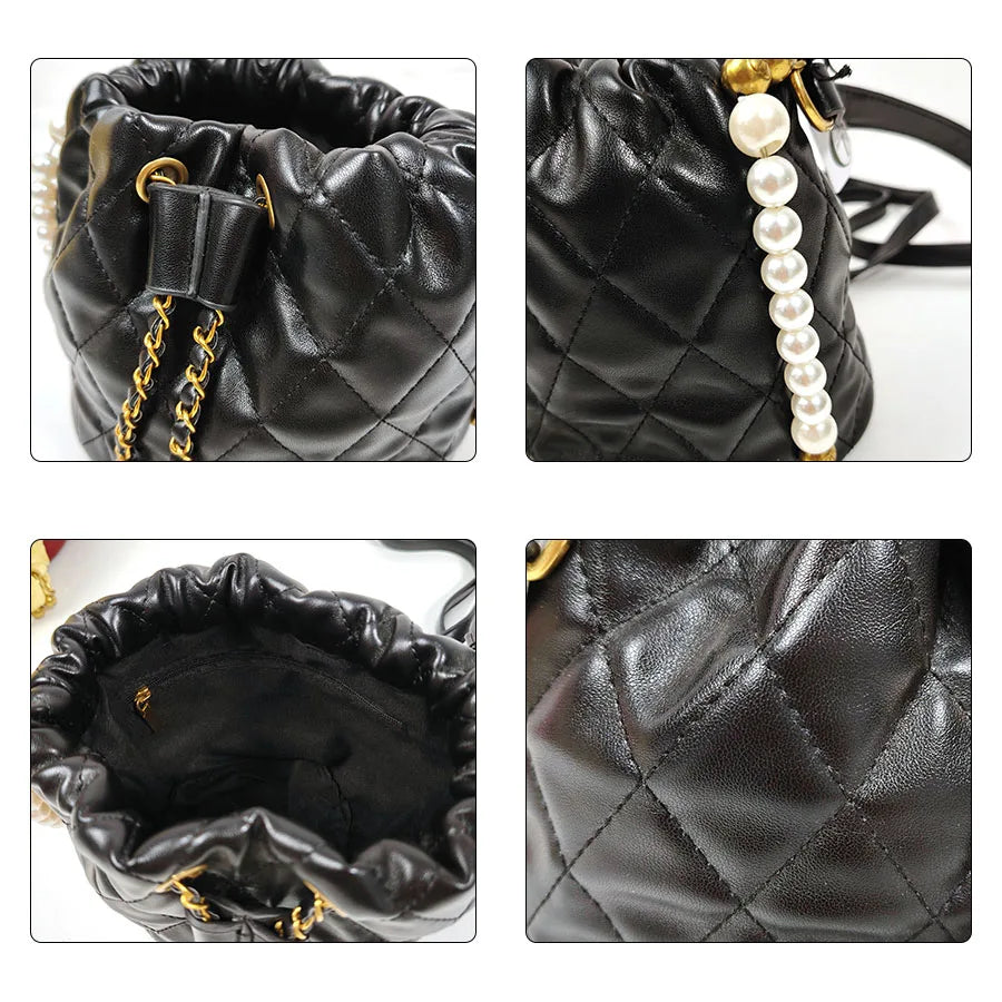 3065 Custom Luxury Designer PU Vegan Leather Crossbody Women's Bucket Bag Purses Pearl Bag Woman Shoulder Bags Ladies