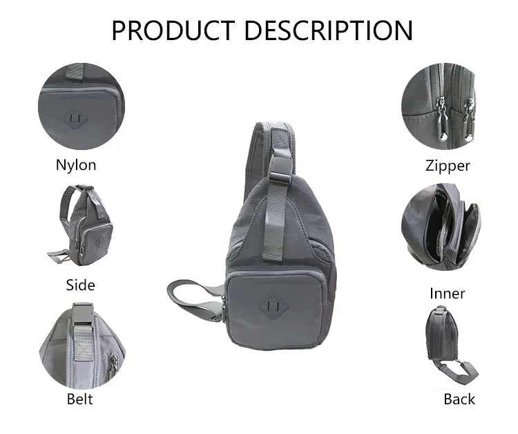 3073 J Light Weight Nylon Messenger Bag Unisex Crossbody Purse With Polyester Lining Zipper Closure Multiple Compartments