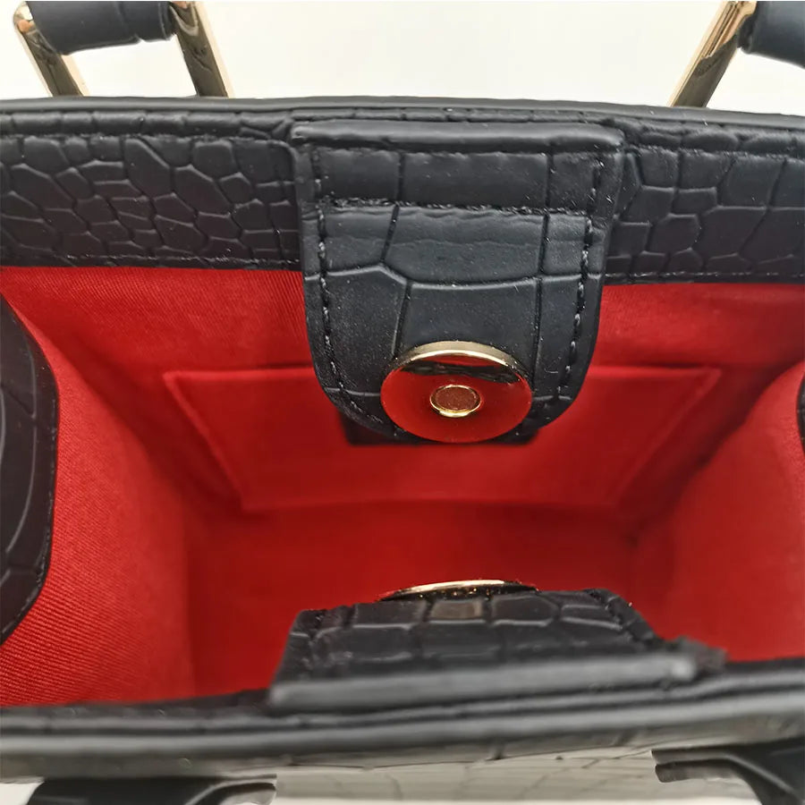3105 Luxury High Quality Black crocodile Pu Leather Mini Tote Bag Women Fashion Hand Bags Shoulder Phone Bags for Women Girls