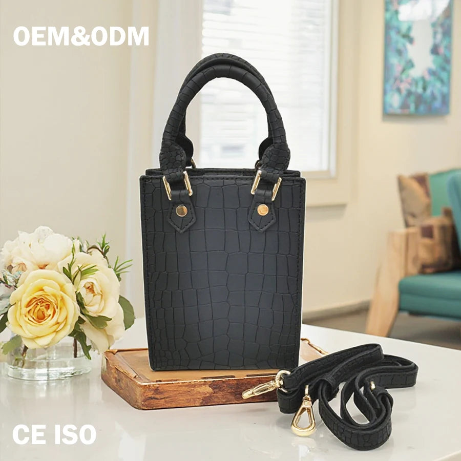 3105 Luxury High Quality Black crocodile Pu Leather Mini Tote Bag Women Fashion Hand Bags Shoulder Phone Bags for Women Girls