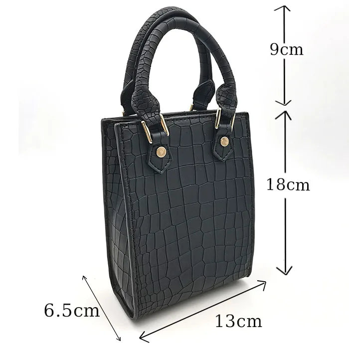 3105 Luxury High Quality Black crocodile Pu Leather Mini Tote Bag Women Fashion Hand Bags Shoulder Phone Bags for Women Girls
