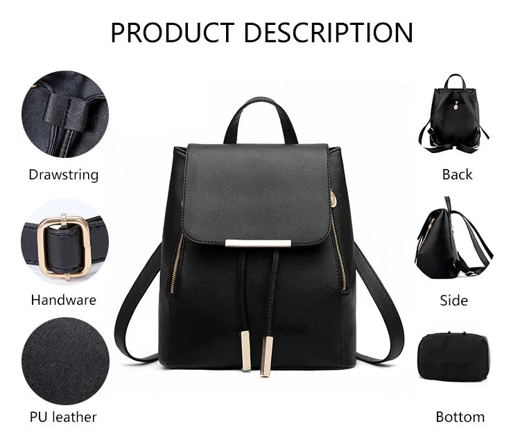 3160 Women's Custom Leather Backpack Waterproof Travel Bag with Anti-Theft Strap Portable School Bag for Girls Custom Logo