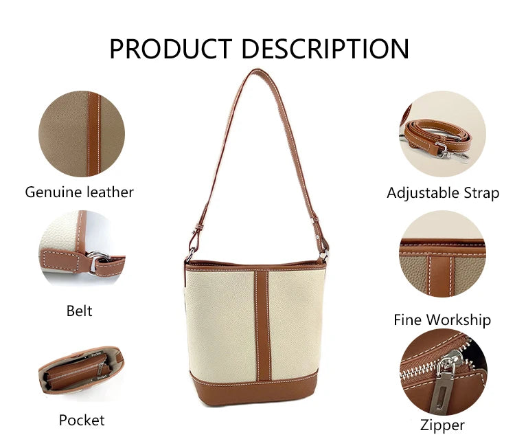 3166 H Premium Elegant Luxury Genuine Leather Real Cowhide Crossbody Shape Leather Bag for Women Daily Use Office Shopping