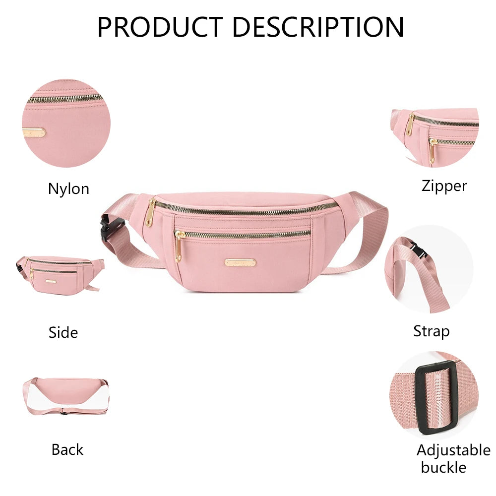 3171 L Lightweight Nylon Fanny Pack Unisex Crossbody Waist Bag Zipper Closure Vintage Stylish Canvas Daily Travel Organizer