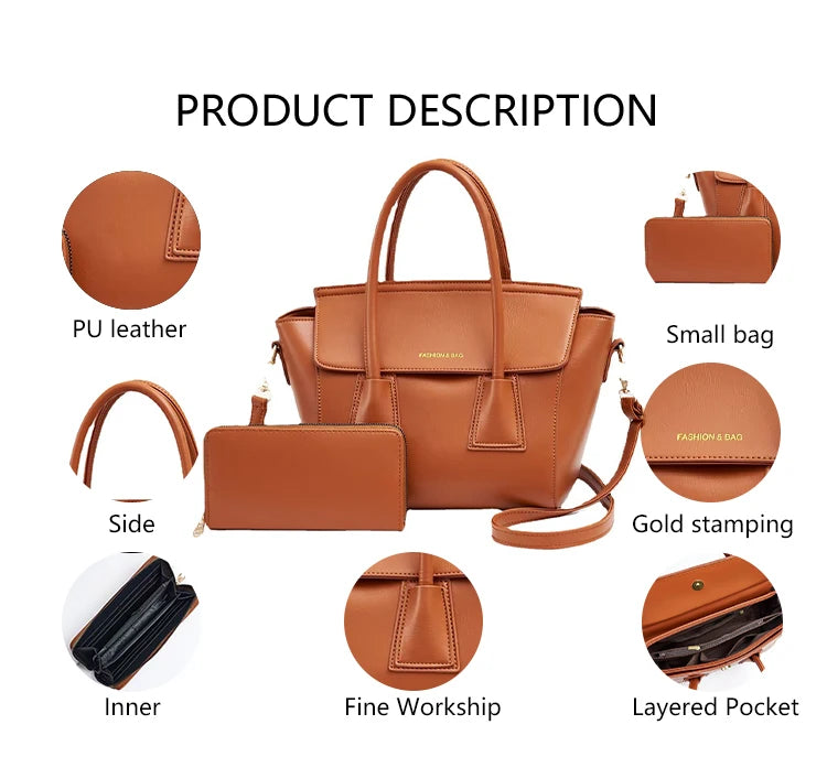 3186 -1 Ready Designer New Women Tote Bag Crossbody Bag Purse Ladies Cheap Zipper Fashion Leather Tote Bag Handbag Set