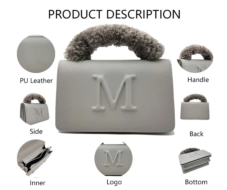 3188 High Quality Designer Handbag Wholesale Women Vegan Leather Handbag Fur Plush Hobos Shoulder Bag Women Crossbody Bag