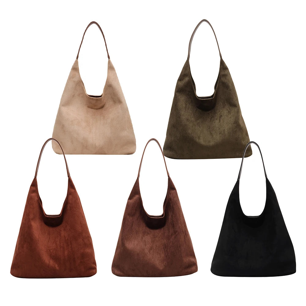 3213 Design Women Custom Portable Fashion Trend Brown Suede Tote Leather Shoulder Bag Faux Suede Tote Bags for Women with logo