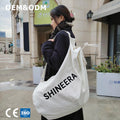3238 L Womens Fashion Canvas Shoulder Organizer Bag Two Letter Pattern Drawstring Large Capacity Outdoor Storage Carry Portable
