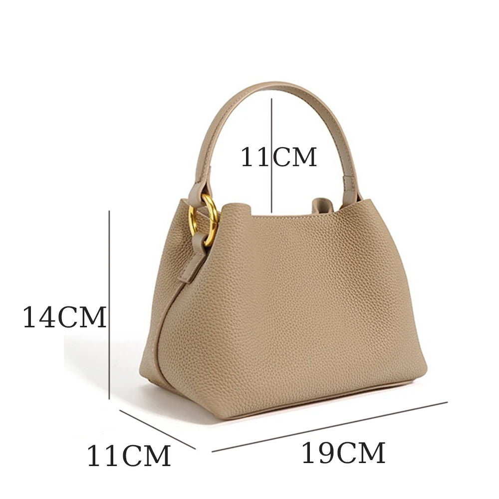 3245 -2 Designer Vintage Cowhide Genuine Leather Women's Shoulder Bags Large Capacity Bucket Bags Durable Crossbody Ladies Tote