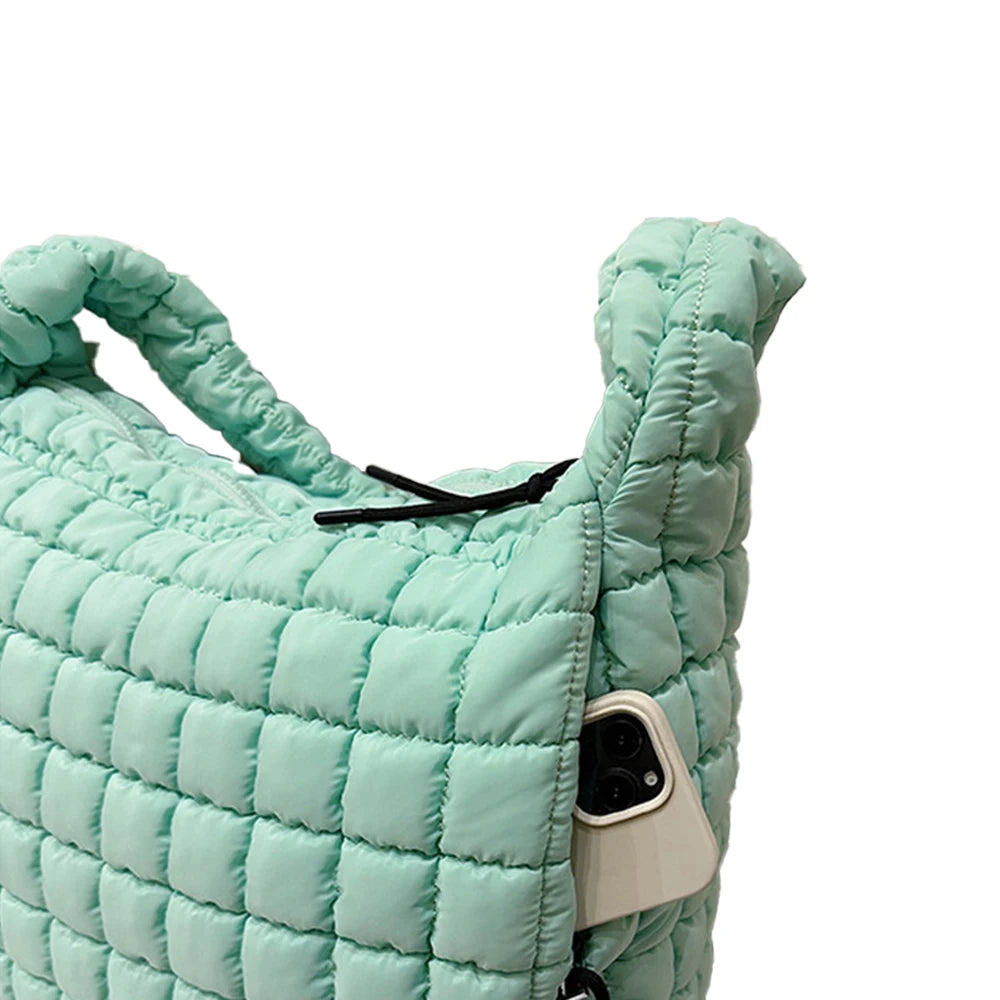3248 H+ Quilted Nylon Shoulder Bag Women Soft Tote Large Capacity Hobo Handbag Lightweight Casual Puffer Purse for Travel Work