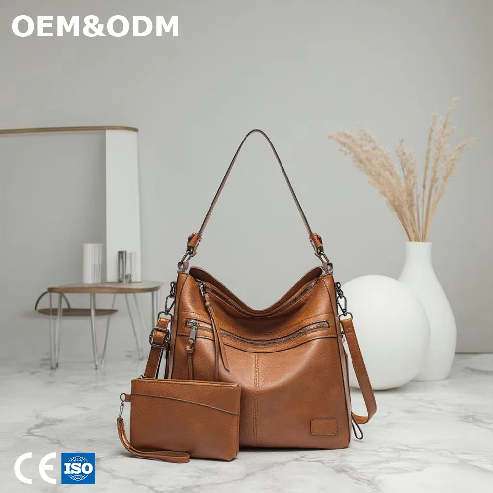 3304 Spring Summer European American Fashion Trend Women's Zipper Tote Shoulder Messenger Bag Foreign Trade PU Wholesale