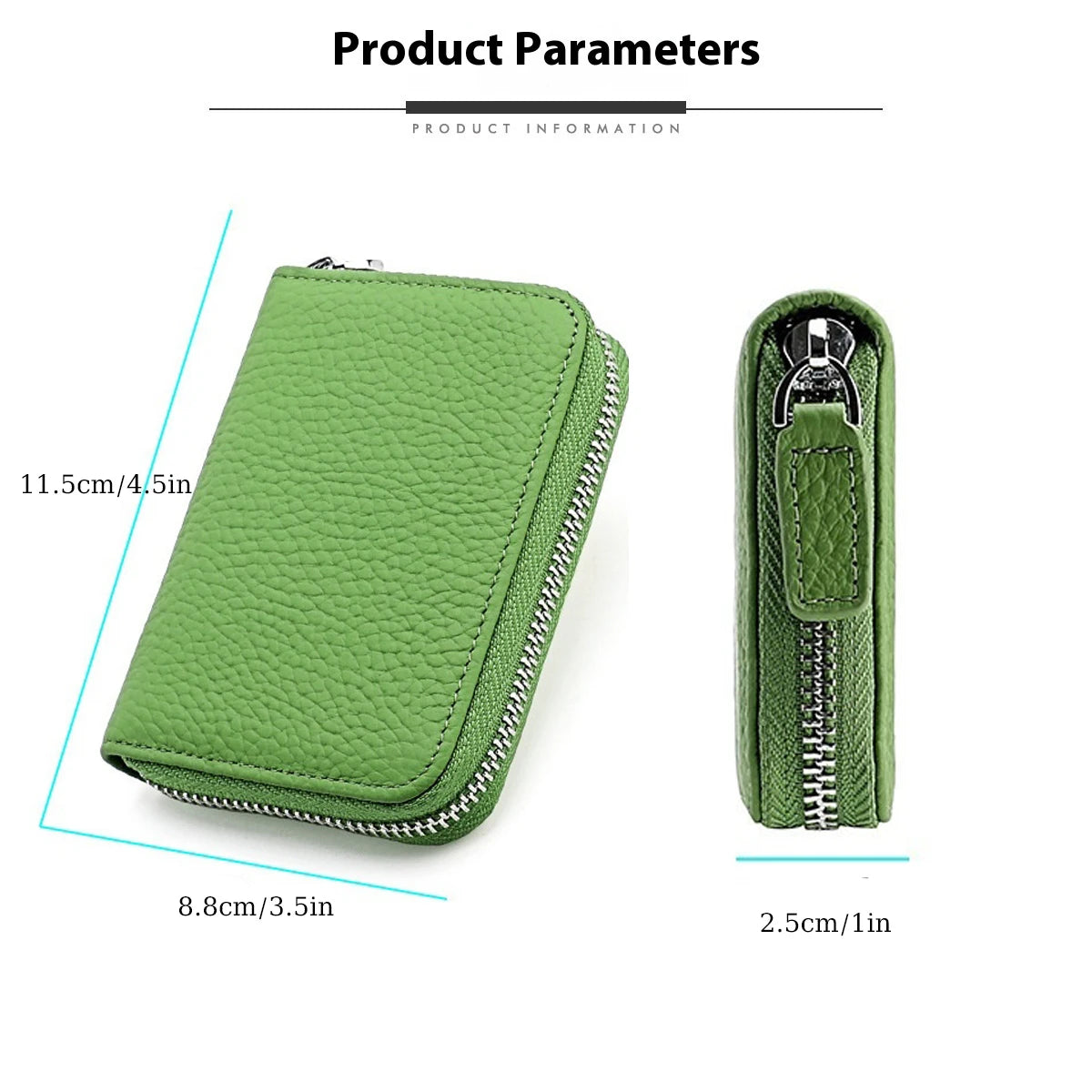 3314 E+ Japanese Style Genuine Cowhide Leather Wallet Large Capacity Compact Simple Zipper Coin Purse Trendy RFID Card Holder