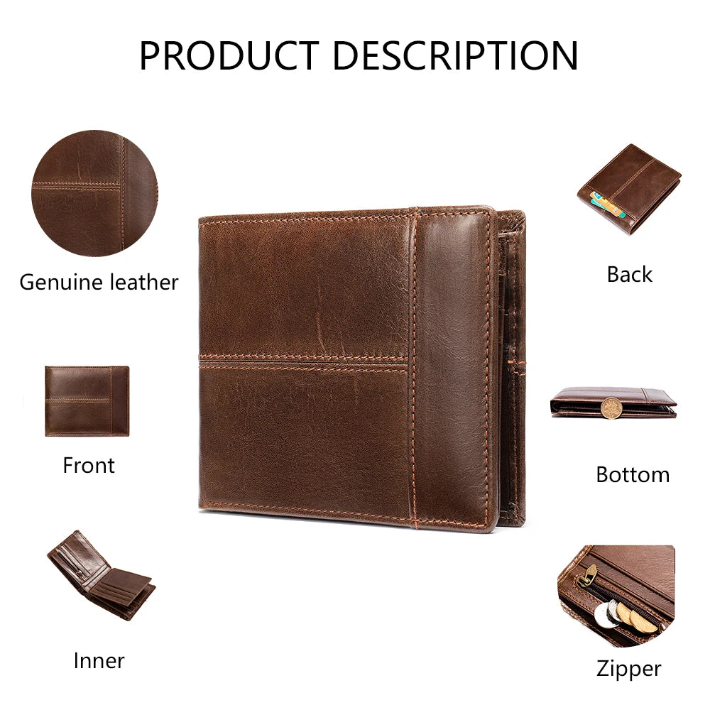 3319 G Premium Elegant Luxury Genuine Cowhide Leather RFID Block Coin Purse Card Holder for Daily Use Office Work Shopping