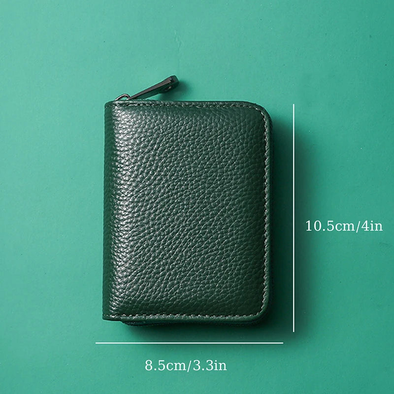 3321 E- Large Capacity RFID Multi-Card Holder Top Cowhide Genuine Leather Bag Card Coin Purse for Women Men's Cute Style ID Card