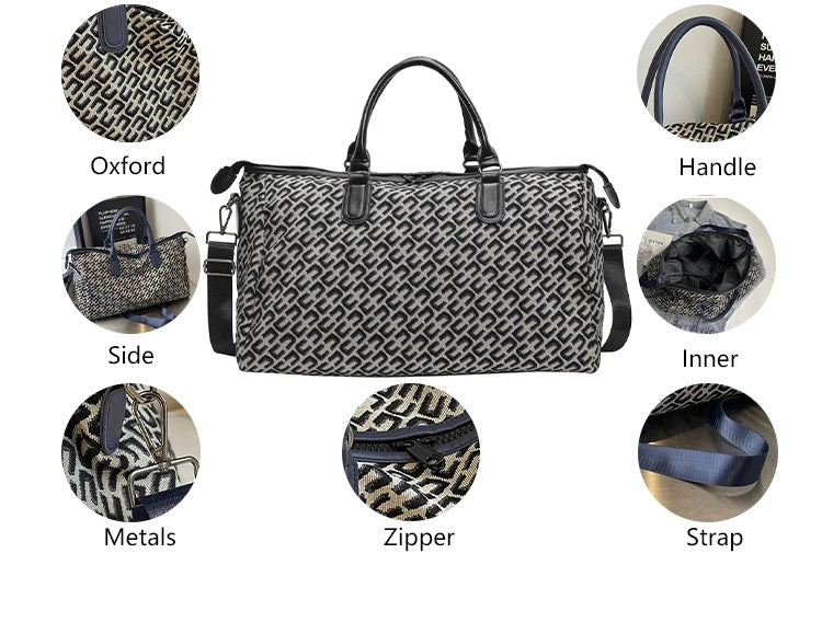 3349 B Wholesale Custom Large Capacity Oxford Cloth Weekender Bag Zipper Closure Travel Handbag for Women Girls