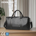 3350 H+ Large Nice Woven PU Leather Tarpaulin Minimalist Cotton Lining Duffle Zipper Travel Bag Lady Luggage Bag Men
