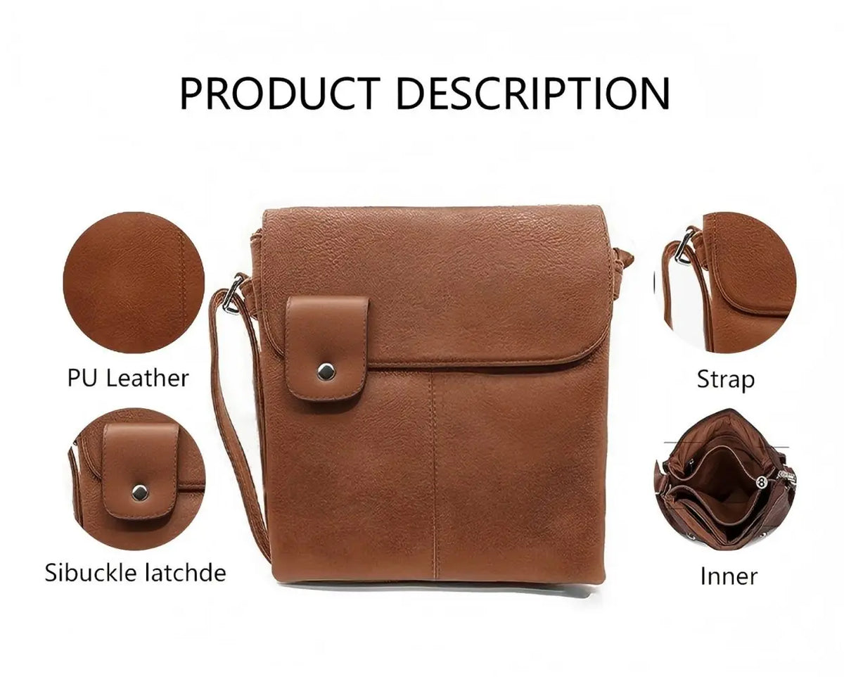 3352 G Premium Elegant Luxury Pu Vegan Leather Large Capacity Crossbody Messenger Bag Purse for Daily Use Office Work Shopping
