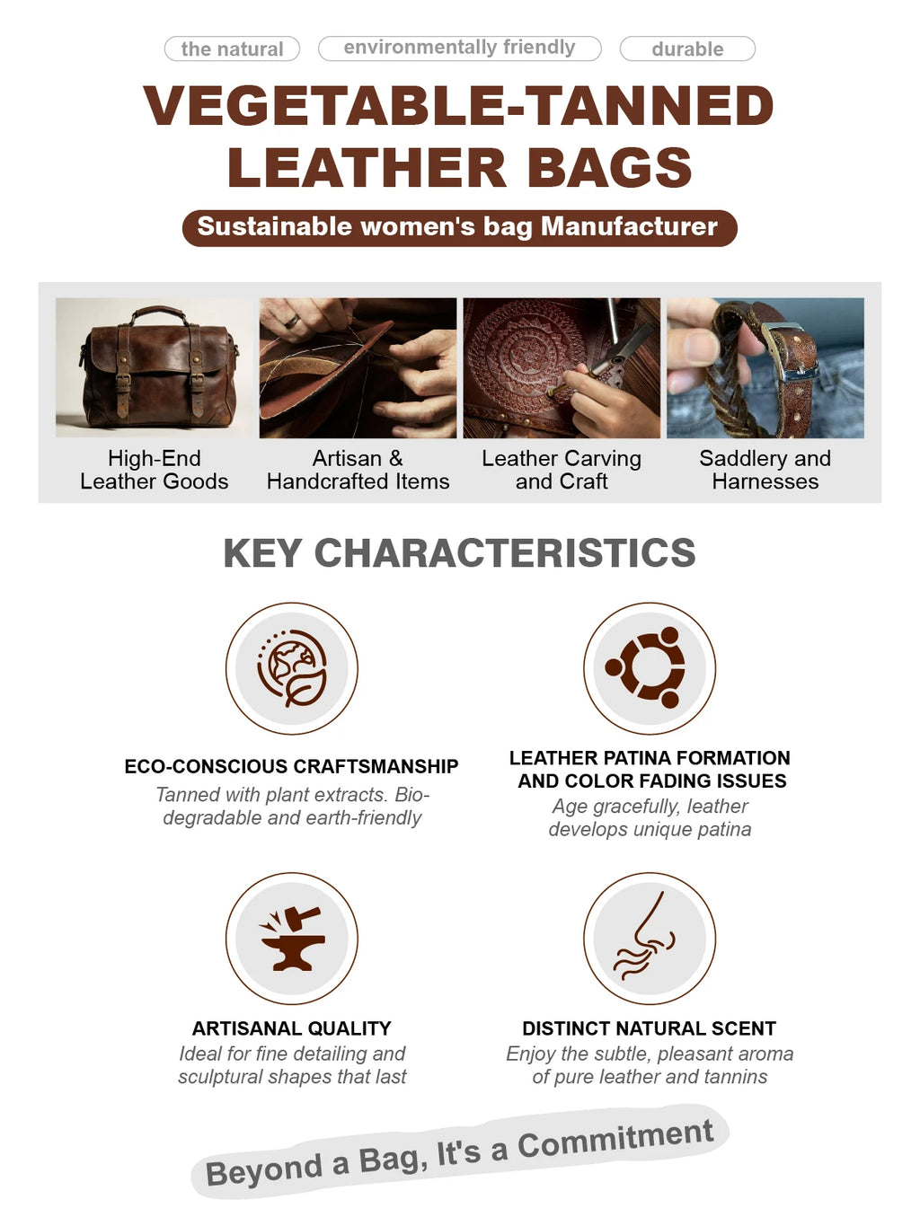 3365 J Women's Luxury Full Grain Vegetable Tanned Cowhide Leather Shoulder Bag Durable Breathable Eco-Friendly Handbag for Women