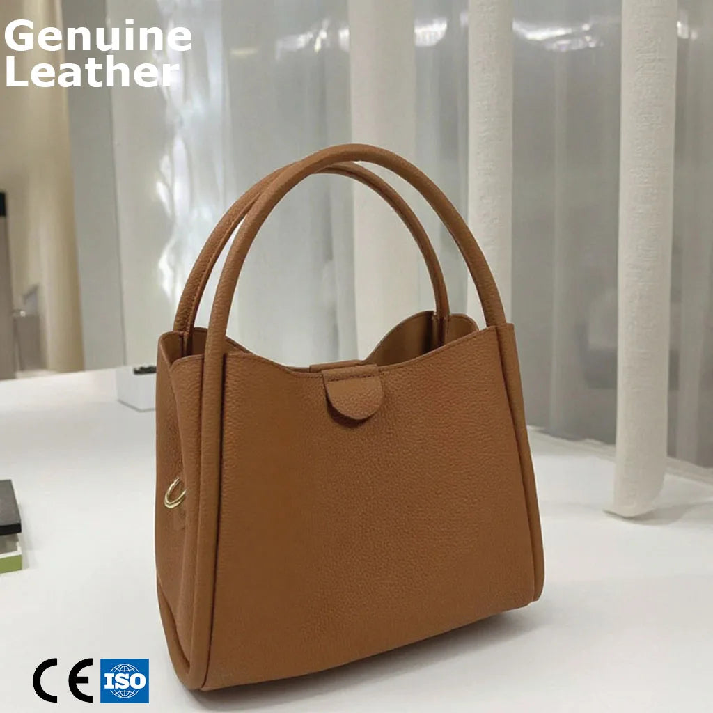3375 J Women's Brown Pebbled Leather Top Handle Crossbody Bag Tote Bag Versatile Casual Textured Shoulder Bag for Daily Use