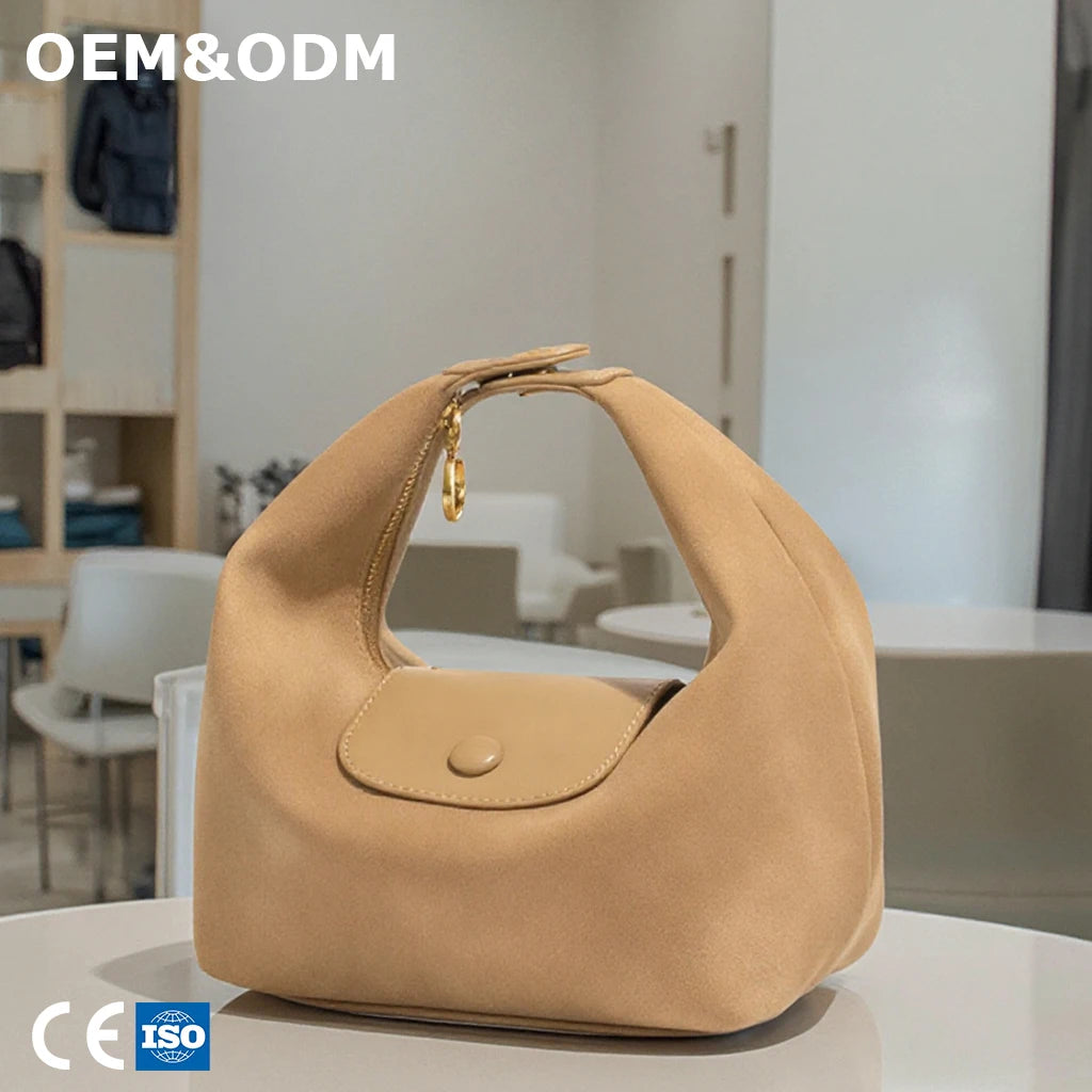3390 J Suede Vegan Leather Cross-Body Foldable Lightweight PU Polyester Lining Chic Casual Everyday Use Essential Bags for Women