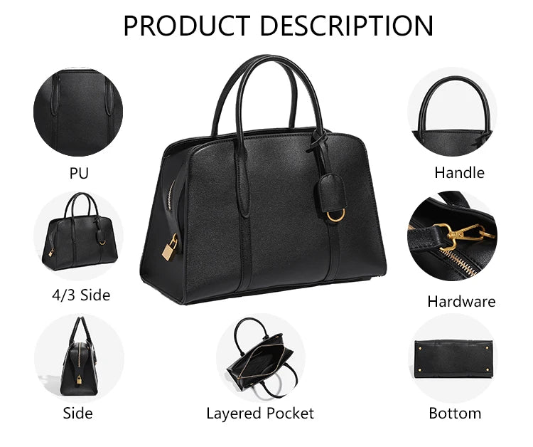 3405 J Fashion Design Luxury Casual Women's Geometric Tote Bags PU Vegan Leather Shoulder Bag Polyester Lining for Women