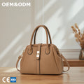 3406 J Custom Wholesale Luxury Women's Small PU Leather Casual Tote Handbag Polyester Lining Zipper Closure Black Fashion Trend