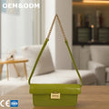 3413 K Women's Glossy Genuine Leather Crocodile Print One Side Bag Lock Embellished Metallic Chain Flap Underarm Commuter Bag