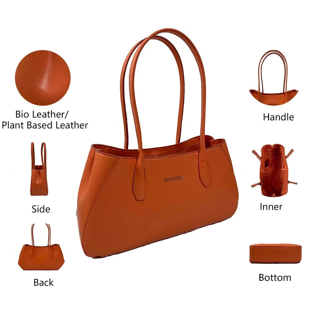 3418 A- Vegan Leather Bag BIO Plant Based Leather Tote Smart Bag Eco Leather Sustainable Leather Wallet Green Leather Handbag