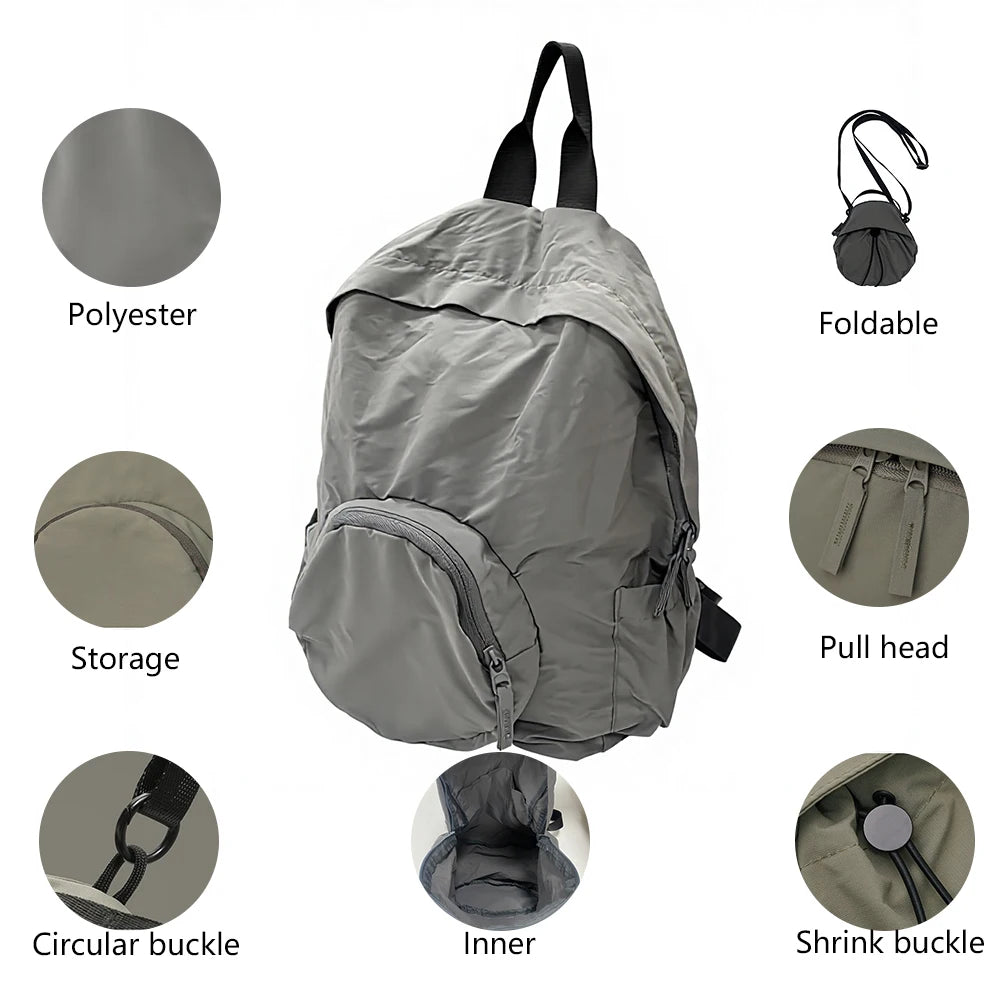 3422 C Zipper Foldable Polyester Backpack Lightweight Travel Packable Outdoor Daypack Letter 20-37L Capacity Custom Logo
