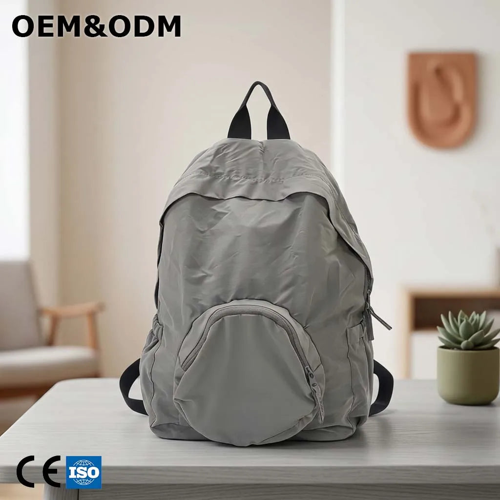 3422 C Zipper Foldable Polyester Backpack Lightweight Travel Packable Outdoor Daypack Letter 20-37L Capacity Custom Logo
