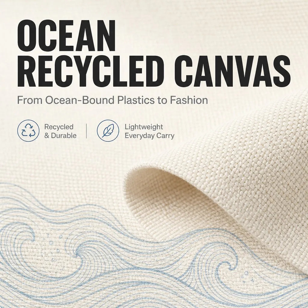 3451 H Eco Sustainable Ocean Canvas Tote Bag Women Recycled Canvas Cork Handle Handbag Sage Green Print Eco Large Beach Purse