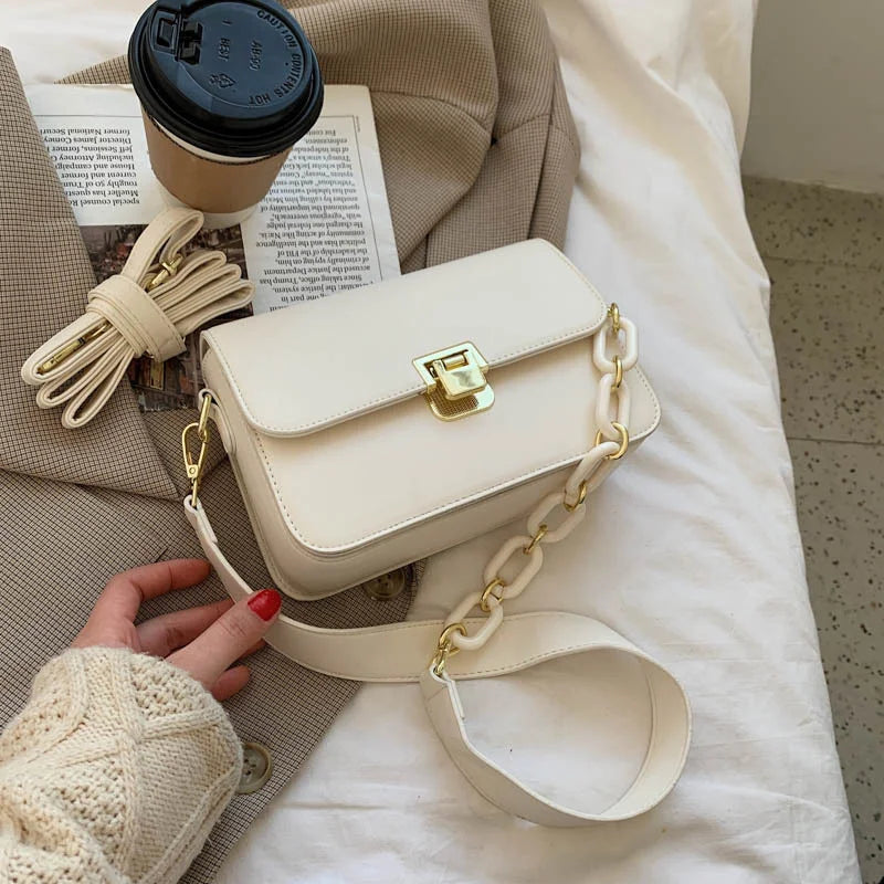 Acrylic Chain Long Strap Women China Design Pu Purses Bags Handbag Purse
