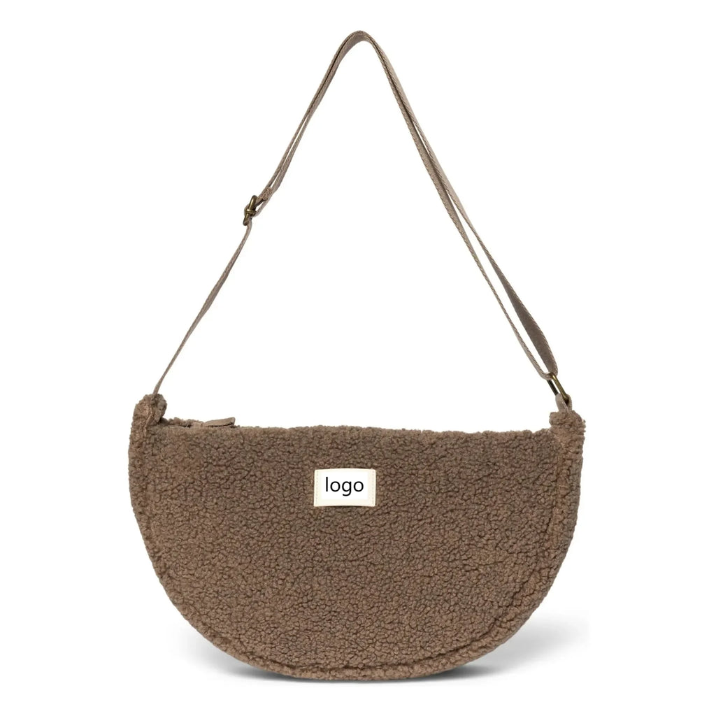 Adjustable Sherpa Cozy Plush Soft Zipper Shoulder Bag Winter Travel Crossbody Waist Pack Teddy Fleece Belt Bag for Women