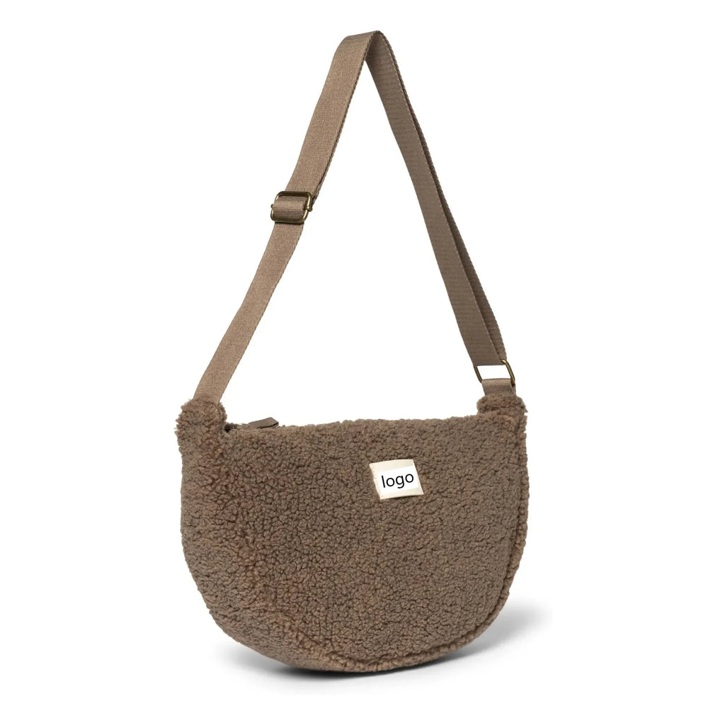 Adjustable Sherpa Cozy Plush Soft Zipper Shoulder Bag Winter Travel Crossbody Waist Pack Teddy Fleece Belt Bag for Women