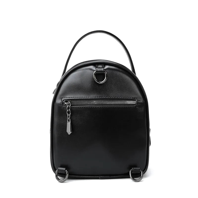 Angedanlia Fashion Black Diamond Zipper Multifunction Girls Shining Stud Full Zircon Rhinestone Leather Backpack Bag Women