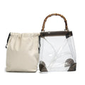 Angedanlia Latest Style 2 Pieces Handbag Set Bamboo Handle Transparent Tote Bag