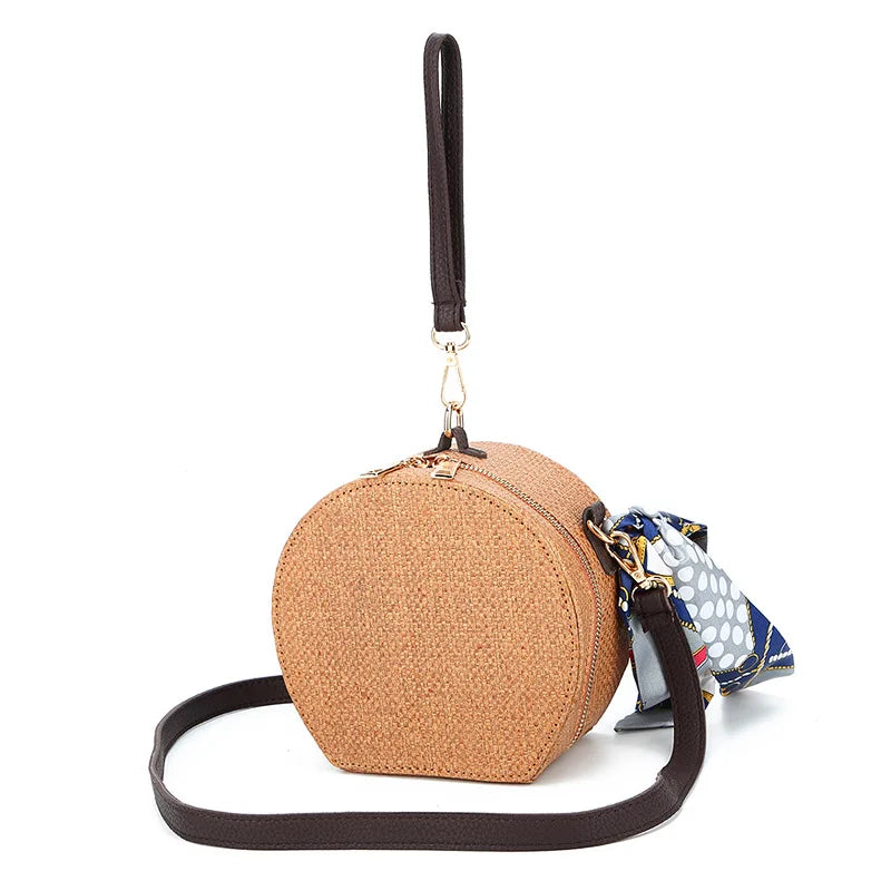 Angedanlia Summer New Handbag Fashion Leisure Vacation Scarf Bohemian Small Round Straw Bag