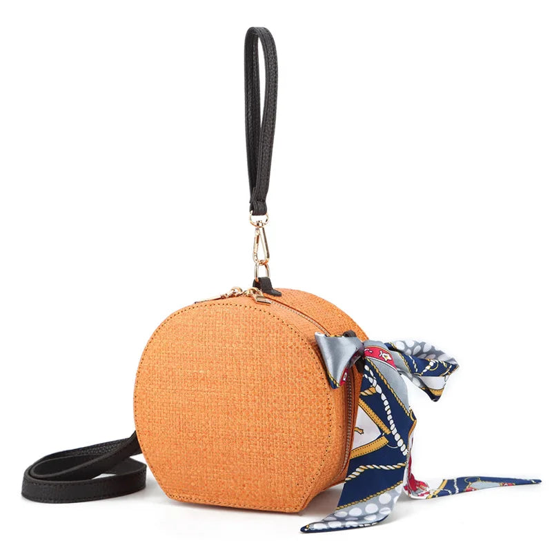 Angedanlia Summer New Handbag Fashion Leisure Vacation Scarf Bohemian Small Round Straw Bag