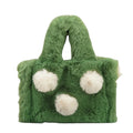 Autumn Winter Pop Hairy Ball Handbag Women Candy Color Creative Soft Hairy Hand Bag Fashion Keep Warm Furry Underarm Bag
