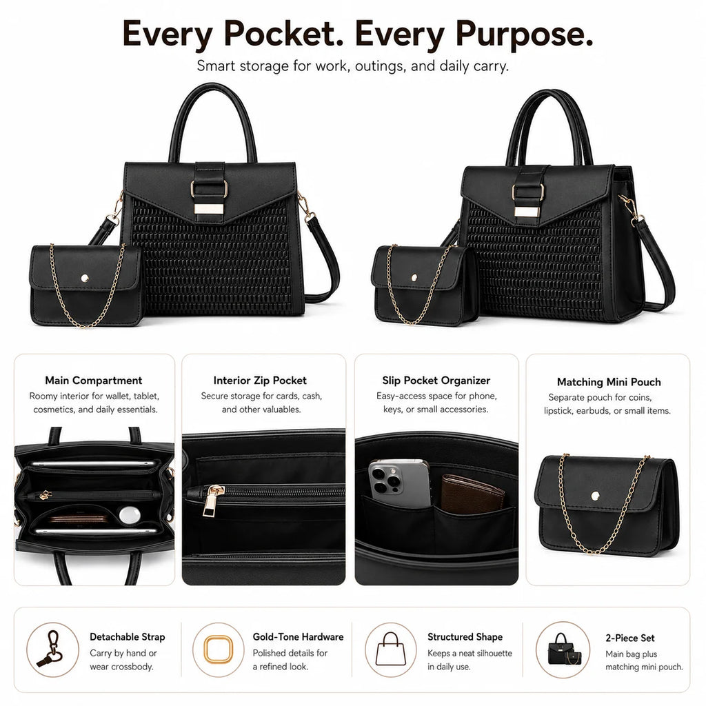 Bespoke PU Handbag Set Sourcing for Retail Programs OEM Crossbody and Satchel Bag Supplier