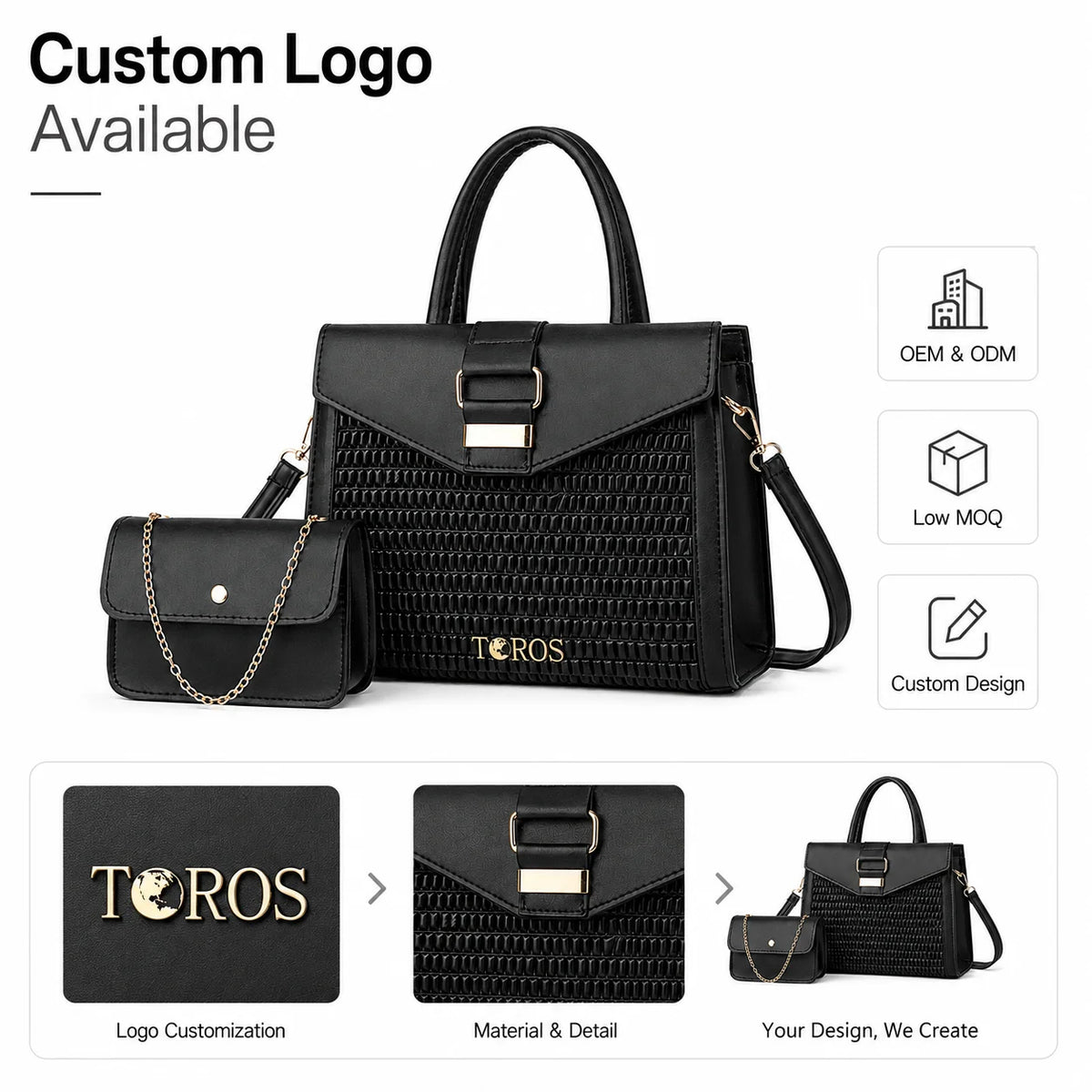 Bespoke PU Handbag Set Sourcing for Retail Programs OEM Crossbody and Satchel Bag Supplier